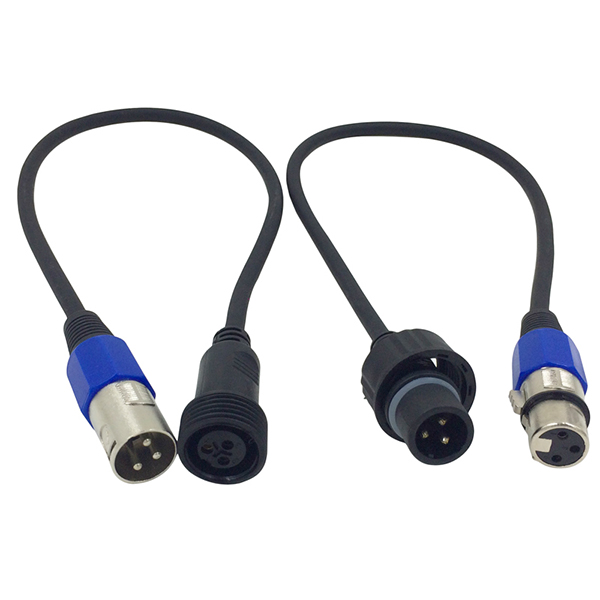 Grace 3PINs DMX Cable Male to Female Extend Cable Waterproof to Nonwaterproof Exchange Single Cable