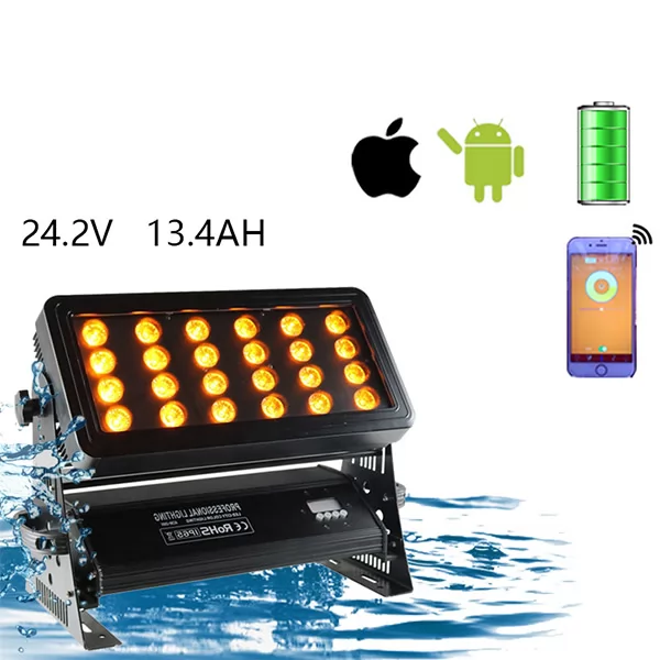 24pcs*18w 6in1 rgbwauv waterproof  wireless dmx battery party led city color light
