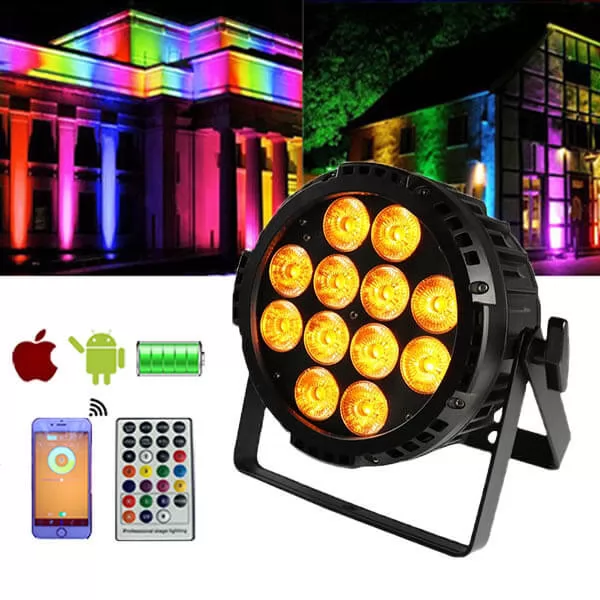 12*18W  6in1 IP65 battery powered wifi wireless dmx led par with remote control